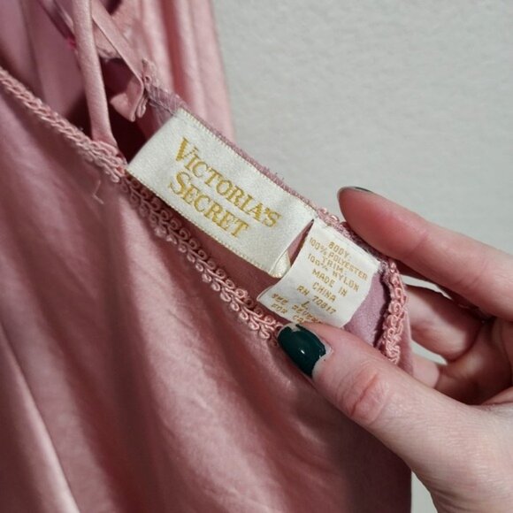 VICTORIA'S SECRET x VINTAGE gold label pink satin maxi dress L - Picture 6 of 7